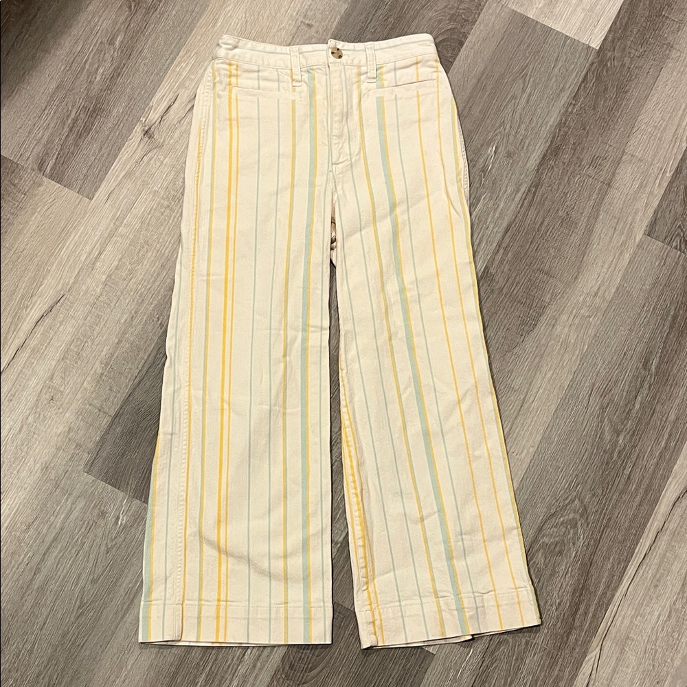 Madewell Emmett Wide-Leg Crop Pants in Stripe- Warm Honeysuckle Reverse